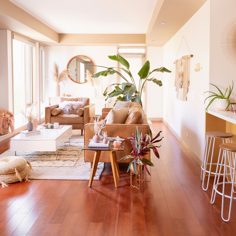 MidSummer Space Refresh Update | A Bohemian, Mid-Century Modern Living Room featuring Pampas Grass and a Mature Bird of Paradise Plant | Summer Decor 2019 Trends | Bohemian, Mid Century Modern Decor | Mature Bird of Paradise Plant | Calgary Lifestyle, Interior Design and Home Decor Blogger // JustineCelina.com