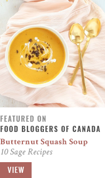 JustineCelina's Truffled Butternut Squash Soup with Crispy Sage featured on Food Bloggers of Canada // JustineCelina.com