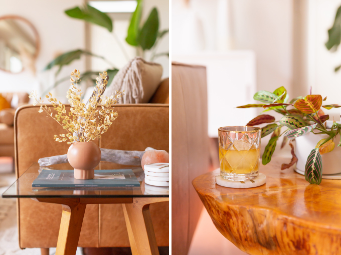 How to Transition Your Decor Into Fall | Easy and inexpensive fall decorating ideas | JustineCelina’s Inner City Calgary bohemian, mid-century modern apartment | A Bohemian, Mid-Century Modern Living Room featuring Dried Arrangements and a Glass of Scotch | Fall Decor 2019 Trends | Bohemian, Mid Century Modern Fall Decor | Pantone Fall Winter 2019 / 2020 Interior Design Trends | Fall Decorating DIY | Calgary Lifestyle, Interior Design and Home Decor Blogger // JustineCelina.com