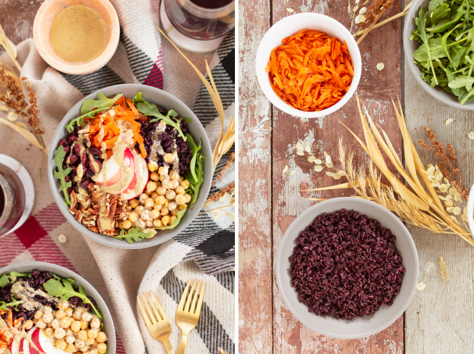 Fall Harvest Bowls with Creamy Poppyseed Dressing | A 30 minute #vegan meal made with seasonal produce and pantry staples | Harvest Grain Bowls | Warm Autumn Grain Bowl Recipe | Healthy Fall Salads | Delish Power Bowl | Easy Healthy Vegan Fall Recipes | Veggie Packed Buddha Bowl | Autumn Veggie Bowl | Fall Plant Based Recipes | Vegan Harvest Bowl Recipe | Fall Bowl Recipes | #glutenfree Harvest Bowl | How to Make Tahini Dressing | Creamy Nutritional Yeast Salad Dressing // JustineCelina.com