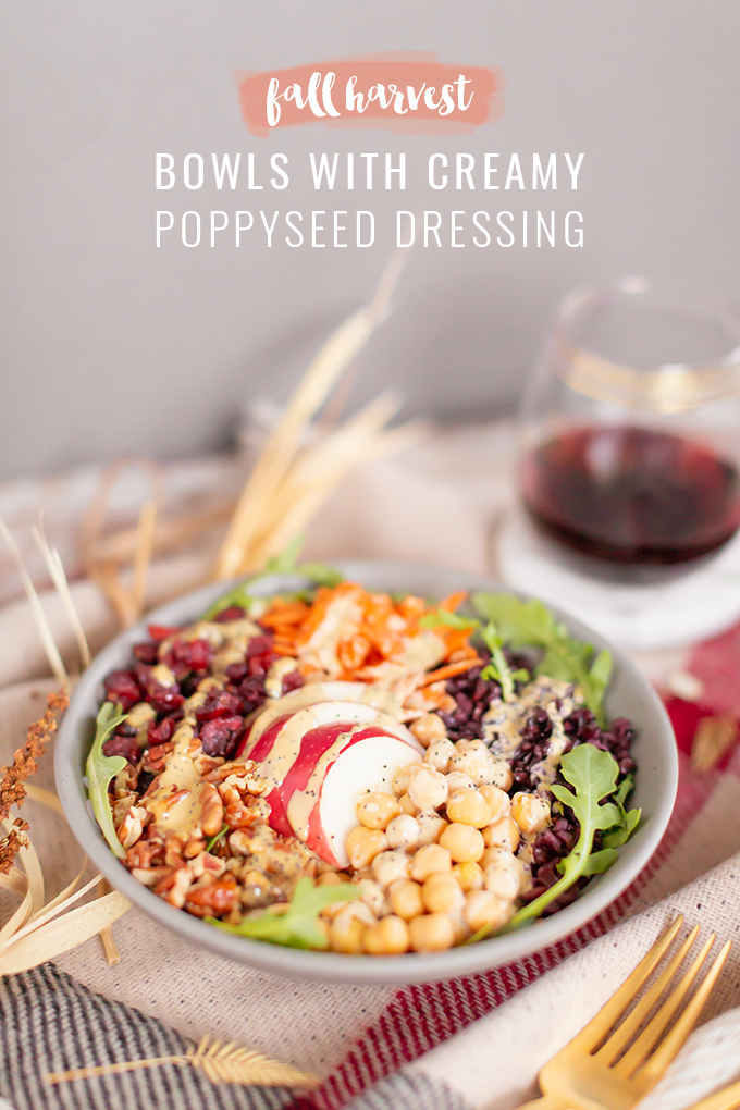 Fall Harvest Bowls with Creamy Poppyseed Dressing | A 30 minute #vegan meal made with seasonal produce and pantry staples | Harvest Grain Bowls | Warm Autumn Grain Bowl Recipe | Healthy Fall Salads | Delish Power Bowl | Easy Healthy Vegan Fall Recipes | Veggie Packed Buddha Bowl | Autumn Veggie Bowl | Fall Plant Based Recipes | Vegan Harvest Bowl Recipe | Fall Bowl Recipes | #glutenfree Harvest Bowl | How to Make Tahini Dressing | Creamy Nutritional Yeast Salad Dressing // JustineCelina.com