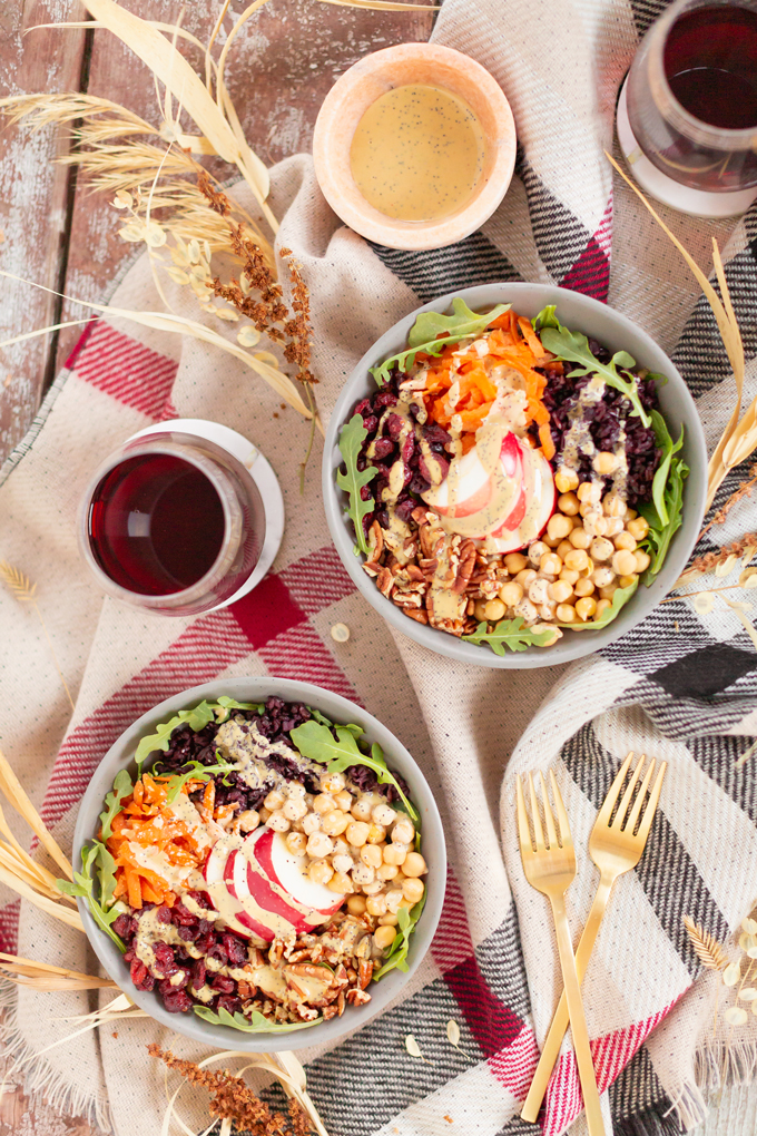 Fall Harvest Bowls with Creamy Poppyseed Dressing | A 30 minute #vegan meal made with seasonal produce and pantry staples | Harvest Grain Bowls | Warm Autumn Grain Bowl Recipe | Healthy Fall Salads | Delish Power Bowl | Easy Healthy Vegan Fall Recipes | Veggie Packed Buddha Bowl | Autumn Veggie Bowl | Fall Plant Based Recipes | Vegan Harvest Bowl Recipe | Fall Bowl Recipes | #glutenfree Harvest Bowl | How to Make Tahini Dressing | Creamy Nutritional Yeast Salad Dressing // JustineCelina.com