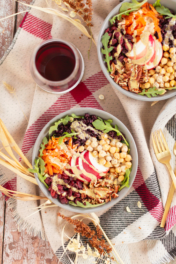 Fall Harvest Bowls with Creamy Poppyseed Dressing | A 30 minute #vegan meal made with seasonal produce and pantry staples | Harvest Grain Bowls | Warm Autumn Grain Bowl Recipe | Healthy Fall Salads | Delish Power Bowl | Easy Healthy Vegan Fall Recipes | Veggie Packed Buddha Bowl | Autumn Veggie Bowl | Fall Plant Based Recipes | Vegan Harvest Bowl Recipe | Fall Bowl Recipes | #glutenfree Harvest Bowl | How to Make Tahini Dressing | Creamy Nutritional Yeast Salad Dressing // JustineCelina.com