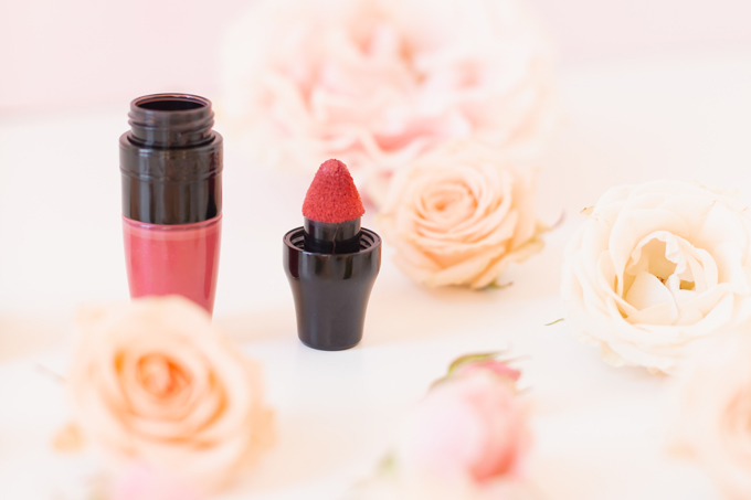 My Top 5 Rose Toned Lipsticks | JustineCelina’s most worn lipsticks | JustineCelina’s favourite lipsticks | Beauty Blogger’s Favourite Lipsticks | The best rose Lipsticks | Best Rose Colored Lipstick Drugstore | Pink Lipstick for Medium Skin | Best Lipsticks Spring 2020 | Lancôme Matte Shaker High Pigment Liquid Lipstick in Beige Vintage | Photos, Review, Swatches | Spring Luxury Liquid Lipstick surrounded by roses | Calgary Beauty & Lifestyle Blogger // JustineCelina.com
