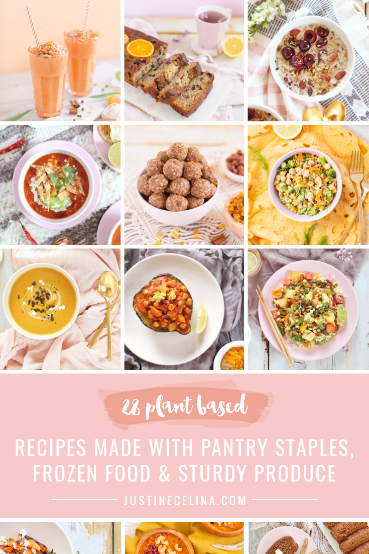 28 Plant Based Recipes Made With Pantry Staples, Frozen Food and Sturdy Produce | Plant Based Pantry Staple Recipes 2020 | Plant Based Recipes Made With Sturdy Produce | Freezer Friendly Vegan Recipes | Immune Boosting Recipes 2020 | Recipes to Keep You Healthy | How to Stay Healthy 2020 | Cheap Plant Based Recipes | Easy Plant Based Recipes | The Best Vegan Recipes 2020 | The Best Dairy Free Recipes | The Best Gluten Free Recipes | Calgary Food and Lifestyle Blogger // JustineCelina.com