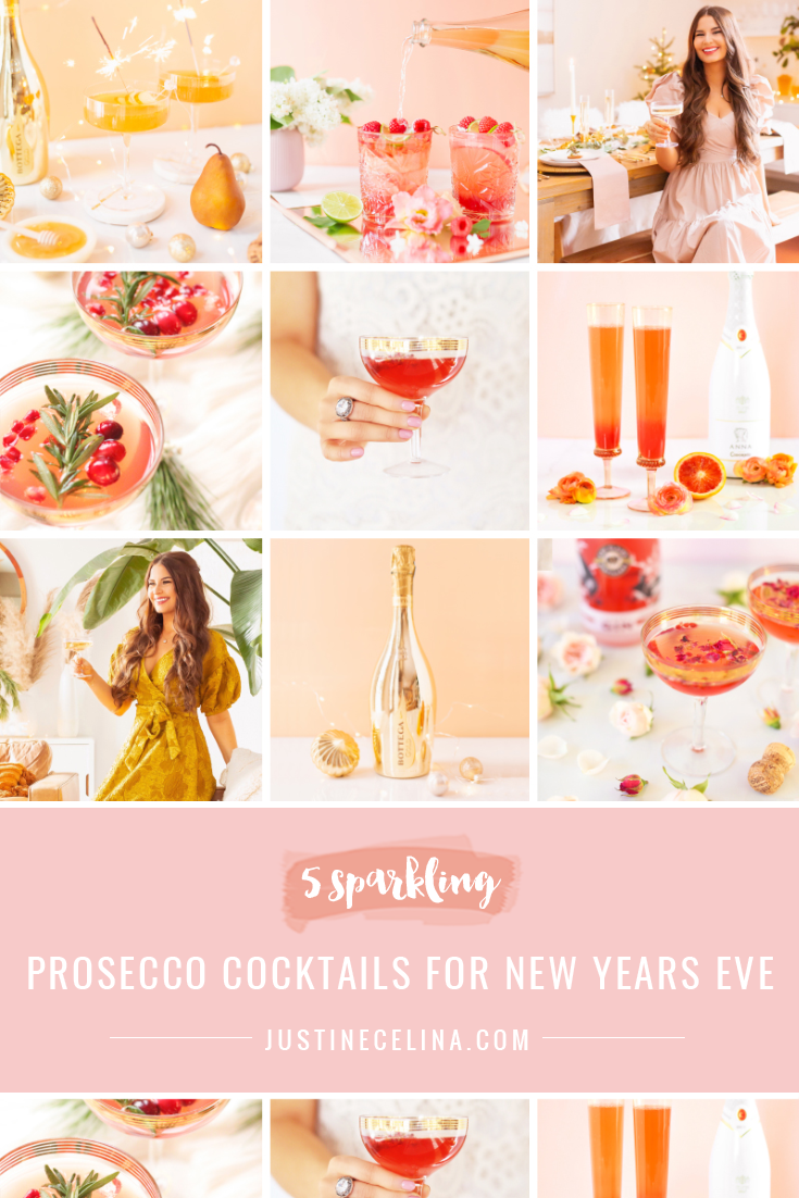5 Sparkling Prosecco Cocktails for New Years Eve | The Best Prosecco, Champagne, Cava and Sparkling Wine Cocktails for New Years | Big Batch New Years Eve Cocktails | New Years Eve Cocktails for a Crowd | New Years Eve at Home Ideas | NYE Cocktail Recipes | Winter cocktails | New Years Day Cocktails | New Years Eve Cocktails 2021 | Calgary Cocktail and Lifestyle Blogger // JustineCelina.com